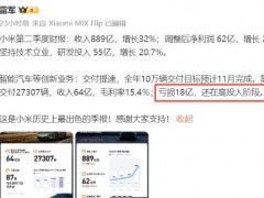 小米每賣一輛車虧6萬事件持續發酵