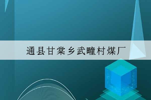 通縣甘棠鄉武疃村煤廠